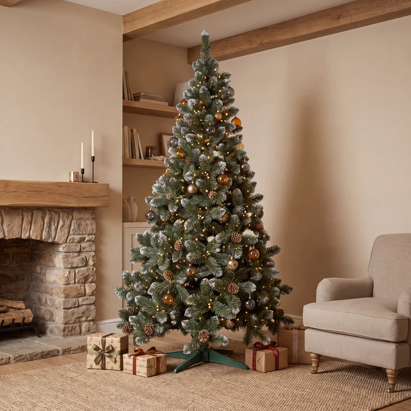 Brad artificial Christmas Elite cu conuri și fructe aurii — poza 5