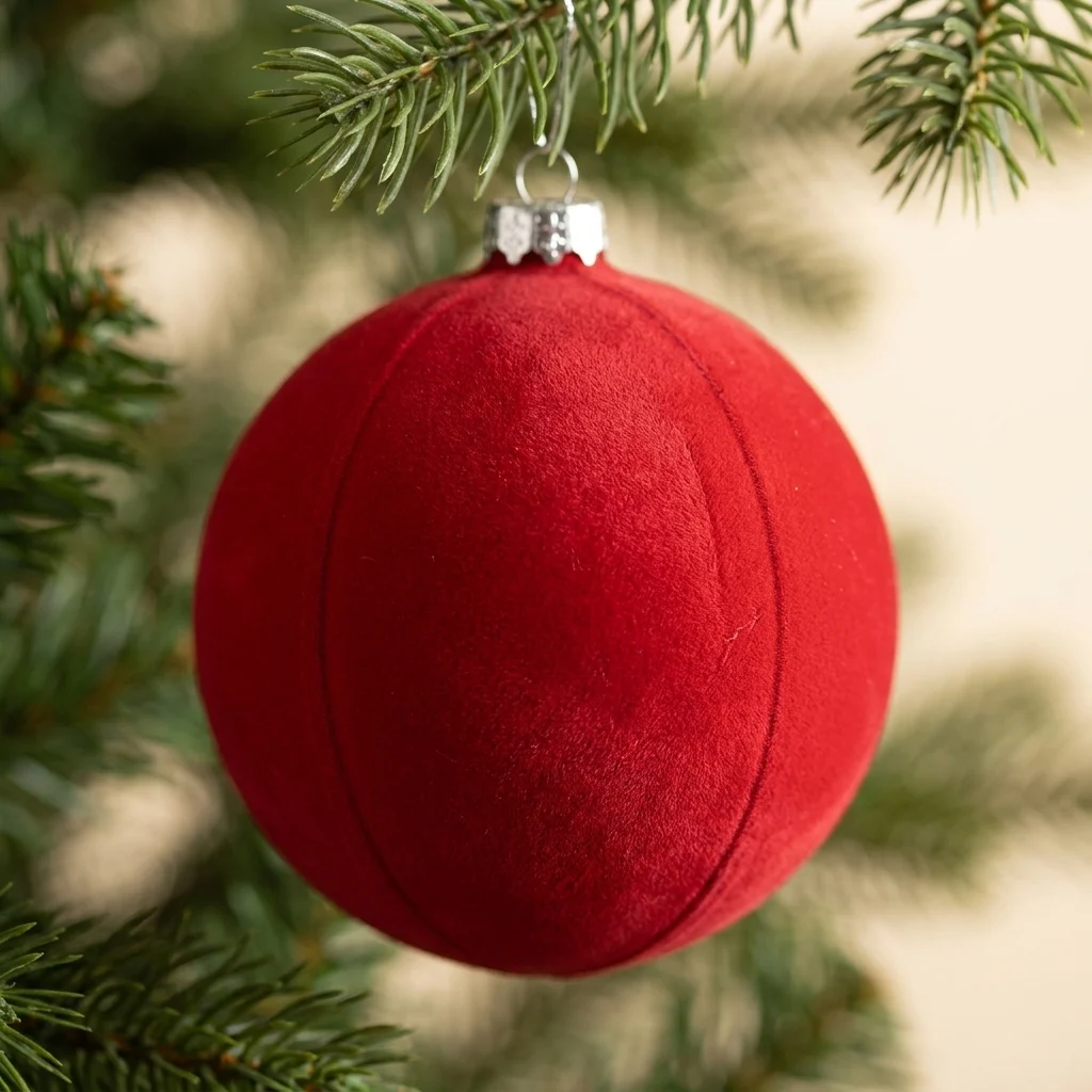 Set de 16 globuri de Crăciun roșii, cu finisaj catifelat — poza 3